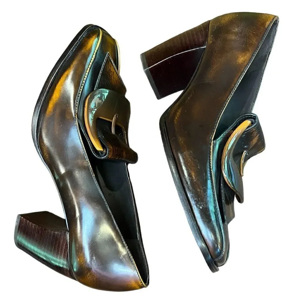Tory Burch BUCKLE HEEL LOAFER in Brown NWOB Size 6 1/2